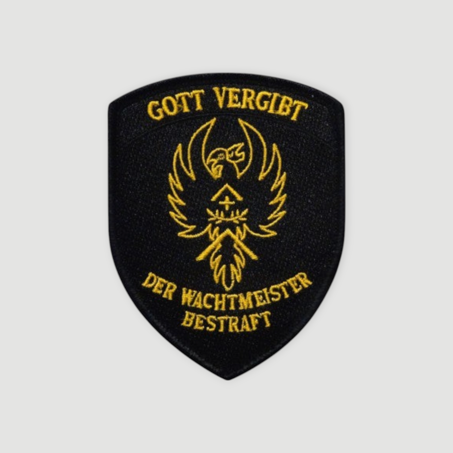 Schweizer Armee - Badge - Gott verzeiht der Wachtmeister bestraft 